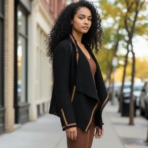 Yoana Baraschi Black Open Jacket with Brown Accents size 6